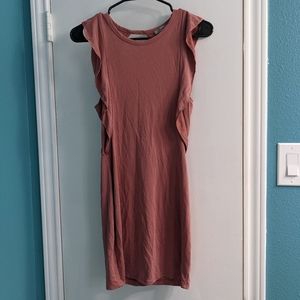 Dusty rose ruffle mini dress